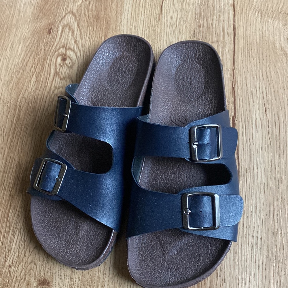 Dark navy blue buckle sandal slides women’s size 7.5 38